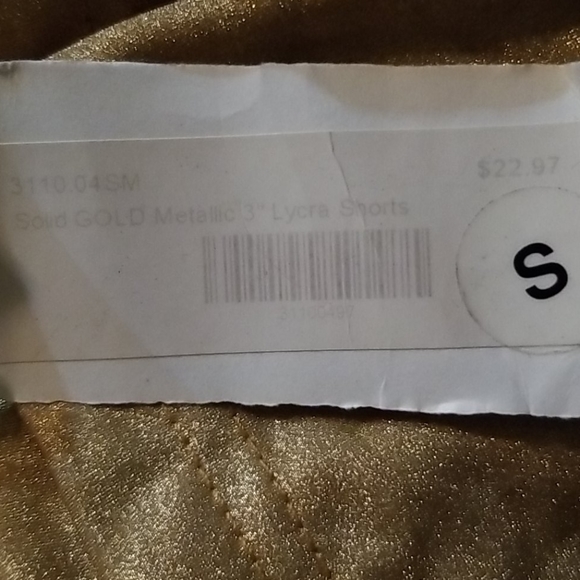 NEW 3° Dk Gold Metallic 3" Festival Sport Shorts - Picture 2 of 8